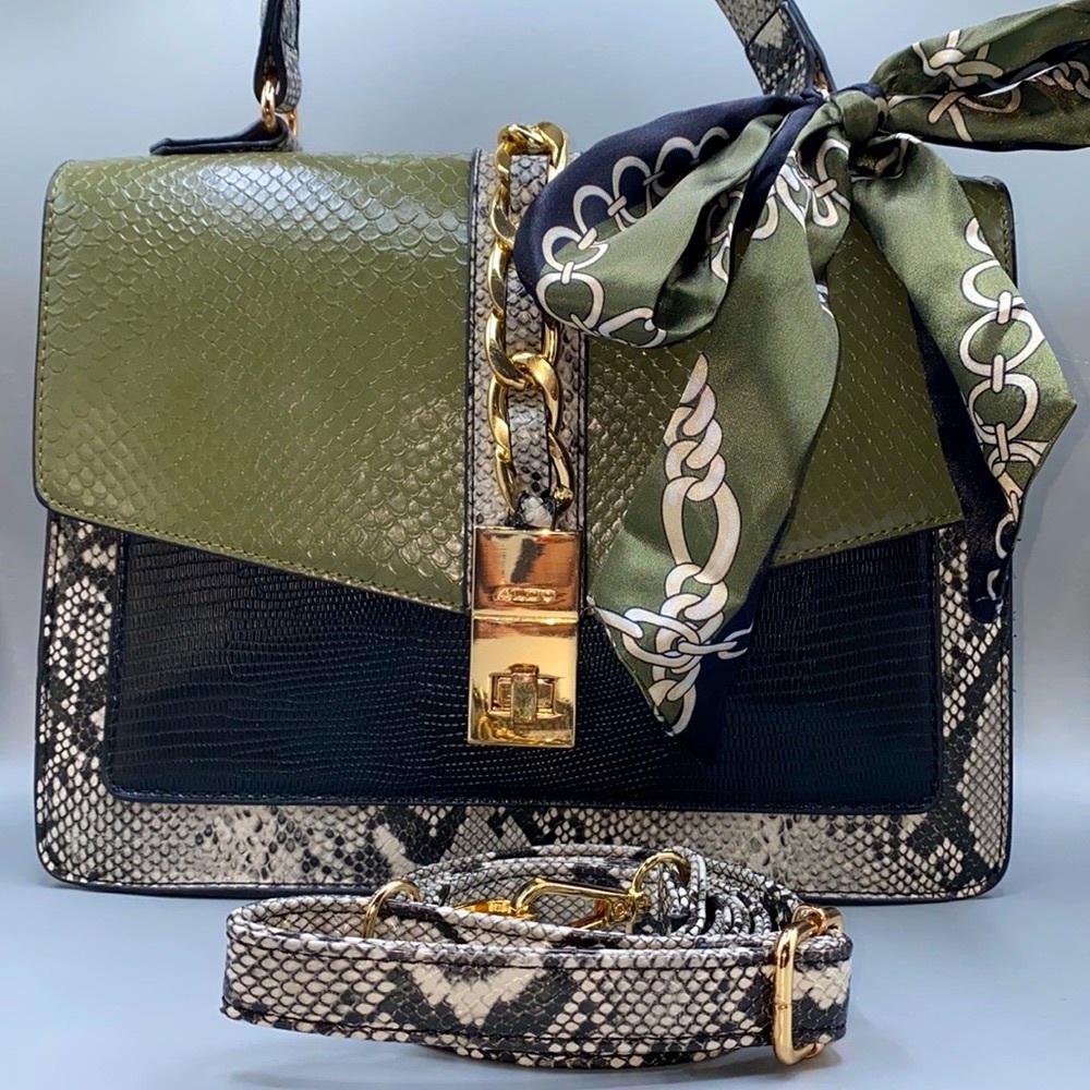 Pretty green snakeskin pattern ALDO handbag - SCARF NOT INCLUDED